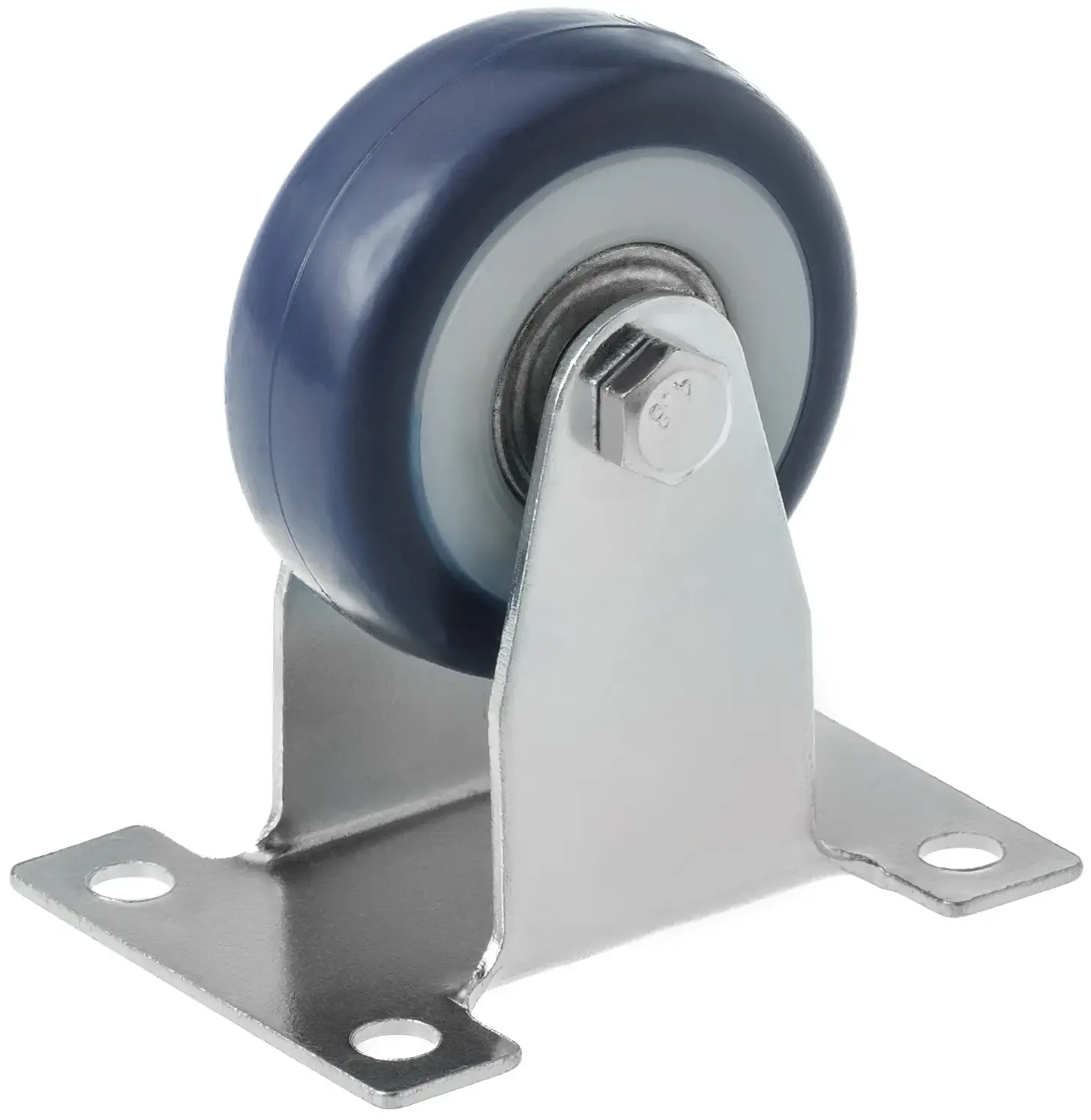 Мебельное синее колесо, диаметр 50мм, неповоротное, крепление площадка, поливинилхлорид, полипропиленовый обод, подшипник - FCv 25